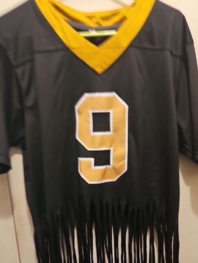Black and Gold Fringe Sports Jersey with Number 9 Brees I